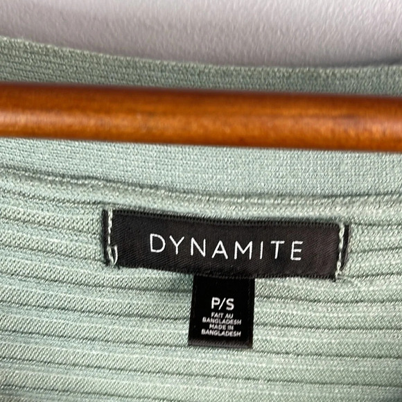 DYNAMITE Ribbed Knit Bateau Neck Sweater Sage Green Dolman 1/2 Sleeve Size S - Picture 7 of 11